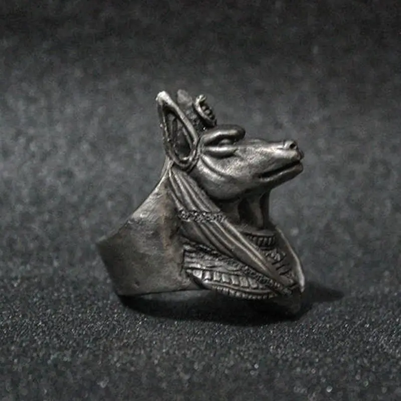 

Egyptian Mythology Anubis 316L Stainless Steel Ring Underworld Gatekeeper God Biker Jewelry