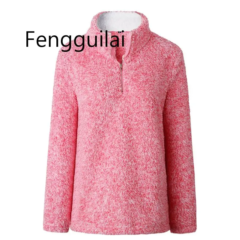 

2019 new Women Winter pullover Sweater Turtleneck Fleece Pullover Zipper Collar Fluffy Warm Tops Plus Size 3XL Female Winter Sw