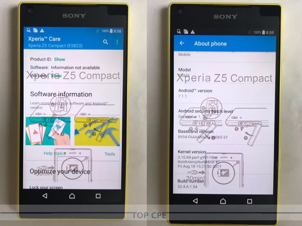 sony Xperia Z5 Compact E5823 разблокированный ОЗУ 2 Гб ПЗУ 32 ГБ Android четырехъядерный и четырехъядерный 4," 23MP 1080P мобильный смартфон