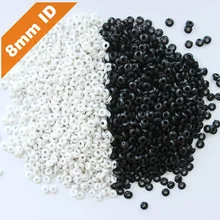 200pcs 8mm Inner Diameter Black White Dual Side Open Hole Plug Cable Wiring Rubber Protector Ring Seal Grommet Gasket
