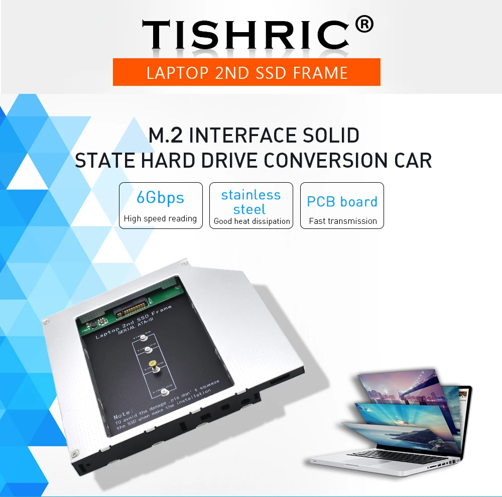 TISHRIC Caddy 12,7 мм адаптер Dvd Hdd жесткий диск Корпус Optibay адаптер жесткий диск корпус из алюминиевого сплава для M2 NGFF