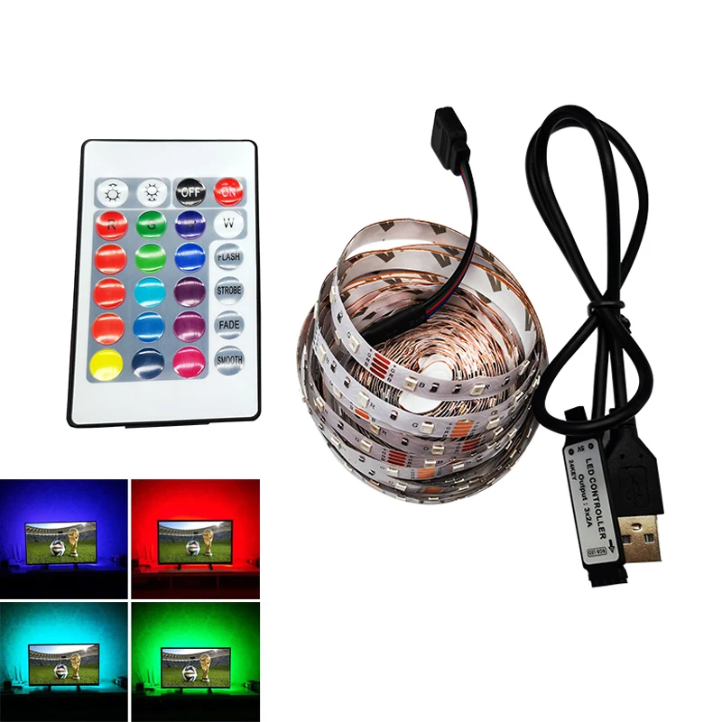 2 шт./лот DC 5 в USB Светодиодная лента 2835 SMD USB кабель светодиодный Светодиодная лампа RGB Гибкая лента 1 м 2 м 3 м 4 м 5 м ТВ освещение