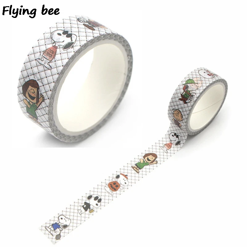 Flyingbee 15mmX5m Pet Puppy Paper Washi Tape Cute Dogs Adhesive Tape