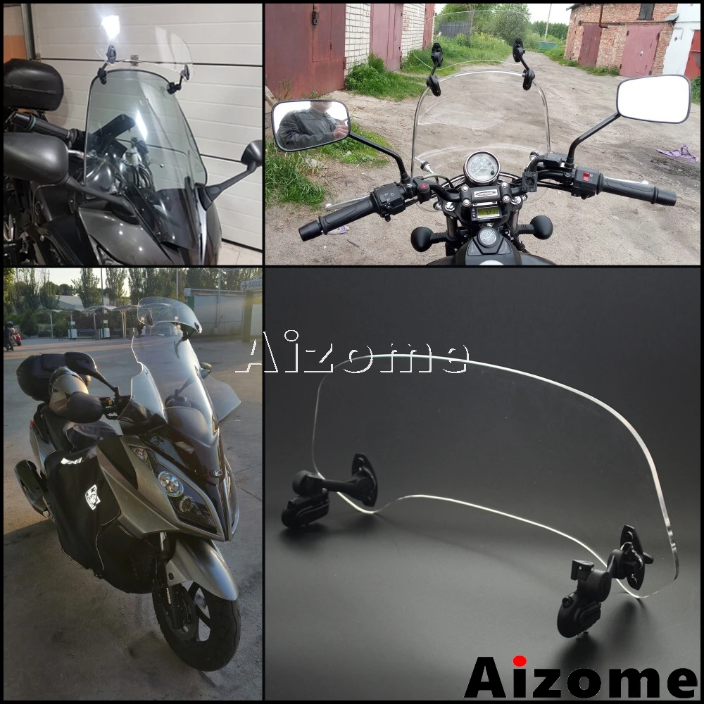 

Clear Motorcycle Windscreen Extension Screen Spoiler Windshield Clip-on Air Deflector For Kawasaki Honda Suzuki Ducati Yamaha