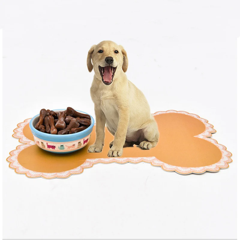 

Pet Feeding Mats Non-slip Pet Dogs Cats Bowl Mat Pad Bone-shaped Food Water Bottle Feeding Placemat Pet Supplies