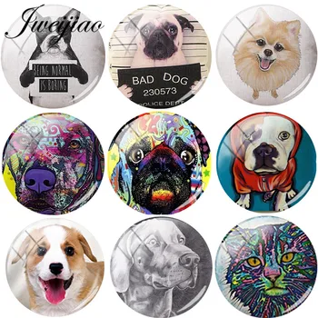

JWEIJIAO Pet Dog French Bulldog Cute Pattern Round Glass Cabochon Jewelry Handmade DIY Pendant Necklace Accessories Gifts A150