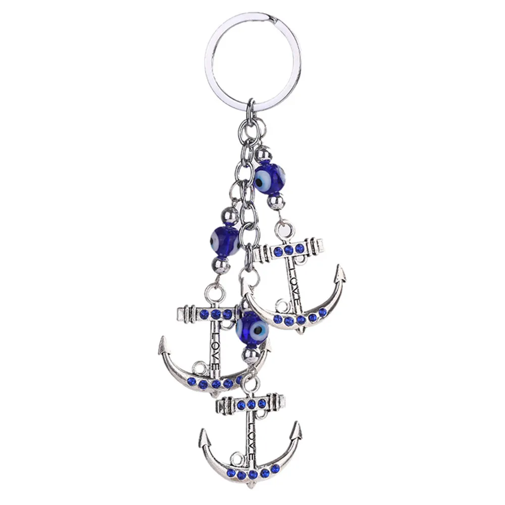 New Turkish Evil Eye Anchor Crystal Keyring Protection Amulet Charm