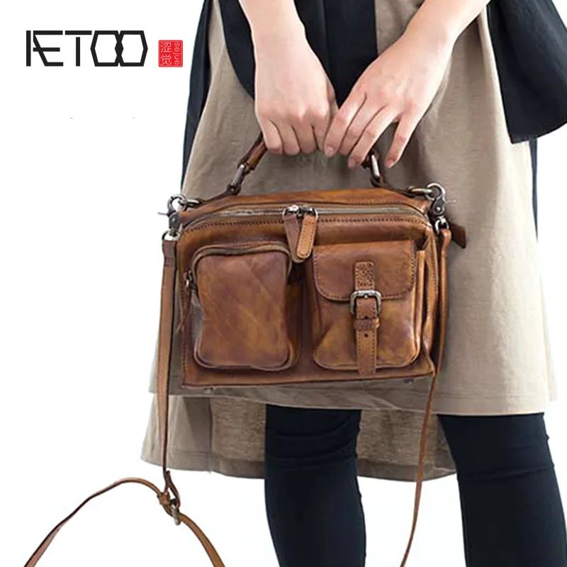 

The first layer of leather messenger bag casual soft leather diagonal bag retro handbag