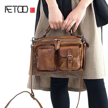 The first layer of leather messenger bag casual soft leather diagonal bag retro handbag ms new wave korean version of the joker laptop shoulder bag the first layer ms leather messenger bag zipper leather handbag
