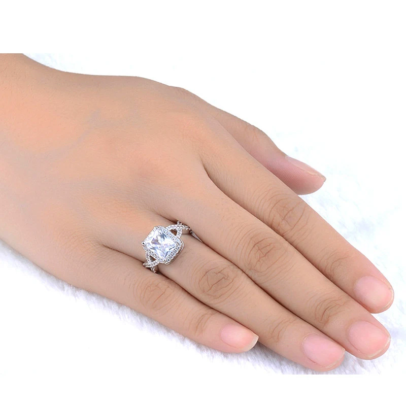 Яньхуэй Новый 100% оригинал кольца из стерлингового серебра 925 квадратный 3 карат кольцо с фианитом обручальные кольца для Для женщин NR065