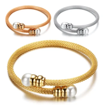 

Latest Design Fashion Pearl Bracelets Women Jewelry, Twisted Chain Italy Bangles Pearl jewelry , Fashion Gold Bracelet For women
