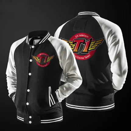 

Fashion Double Color Sweatshirts Man Baseball LOL Skt t1 Jacket Autumn Winter Cardigan Streetwear Fitness Men's Casual Hoodies
