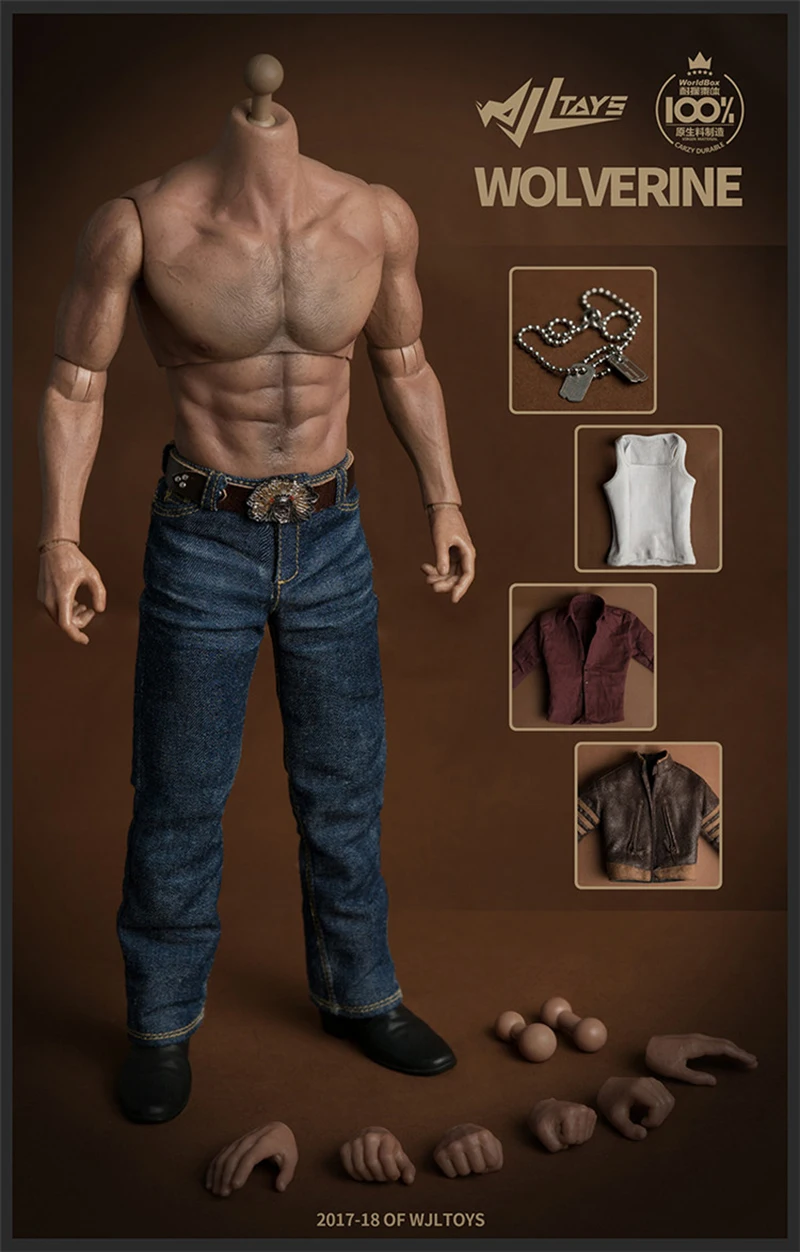 

1/6 Male Muscle Body Wolverine Logan Figure 31CM with Jackman Clothes Set Fit Logan Head Sculpt