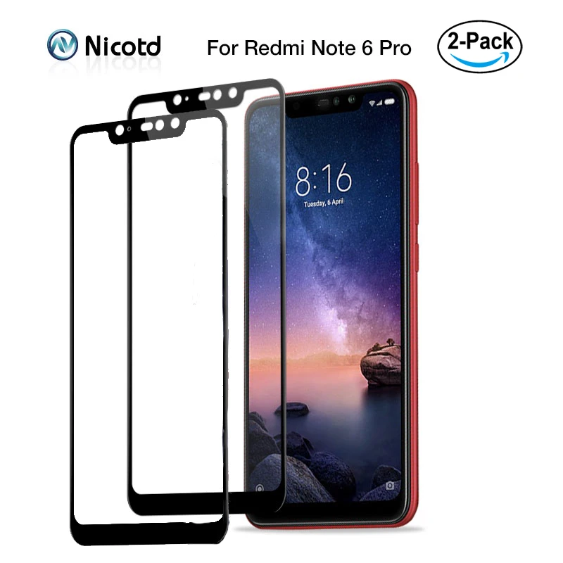 

Screen Protector 2 Pcs For Redmi Note 6Pro Tempered Glass Film For Xiaomi Redmi Note 6 Pro 9H Full Cover Glass Screen Film