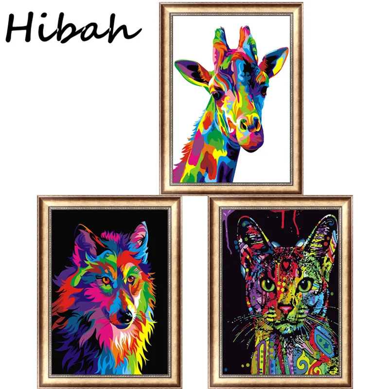 

Painted Diamond Embroidery Animal Cat, Wolf, Deer Pattern Diy Diamond Painting Cross-stitch Painting Home Decor