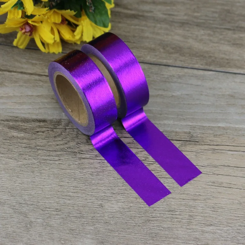 

2PCS/lot Decorative Purple Solid Golden Foil Washi Tape Paper for Scrapbook Bullet journal Adhesive Tape 15mmx10m School Supply