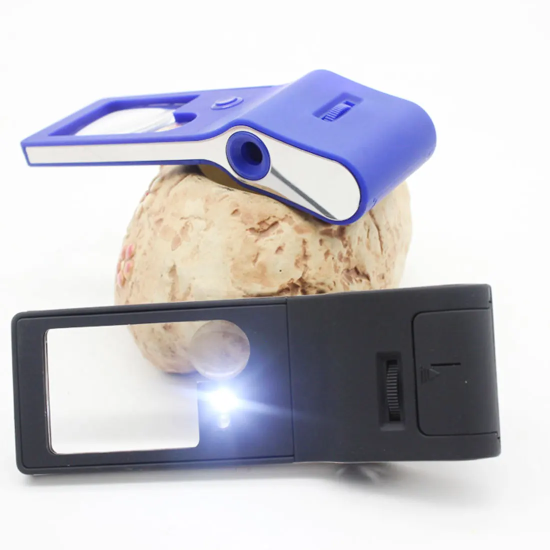 

Handheld mini LED Pocket Magnifier 3X 10X Magnifier 55X Microscope Loupe and UV Light Magnifying Glasses with 6LED