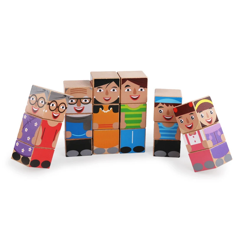 

Wooden Toys Baby Building Block toy for children Character building blocks Colorful Learning Educational Table Game for Gifts