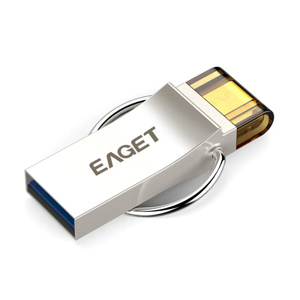 EAGET V90 USB 3,0 Micro USB OTG 32G Флешка водонепроницаемый флеш-накопитель металлический флэш-диск с кольцом для ключей для телефона Android PC ноутбука