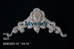 A12-8x8cm Wood Carved Corner Onlay Applique Unpainted Frame Door Decal Working carpenter Flower