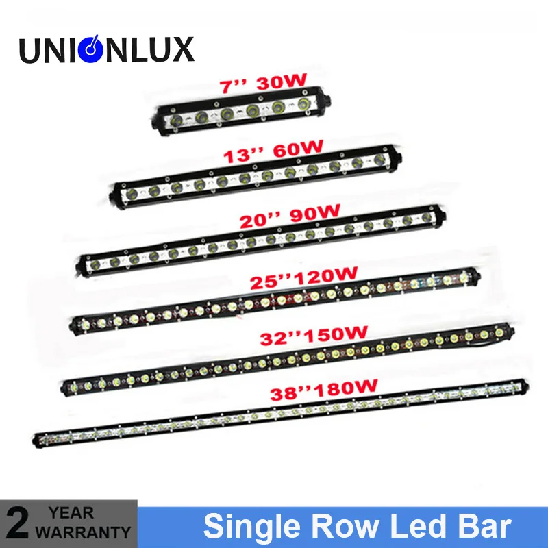 

7" 13" 20" 25" 32" 38'' Slim Mini LED Light Bar Single Row 60W 90W 120W 150W 180W For SUV 4X4 ATV Off Road LED Work Light