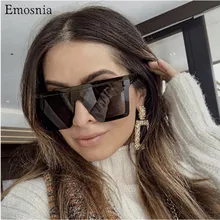 Emosnia, gafas de sol ovesizadas Vintage, gafas de sol para mujer, gafas de sol cuadradas sin montura de marca de lujo para hombres, damas negras