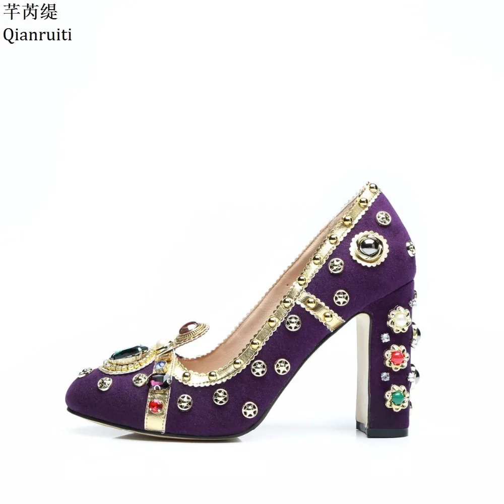 block heels purple