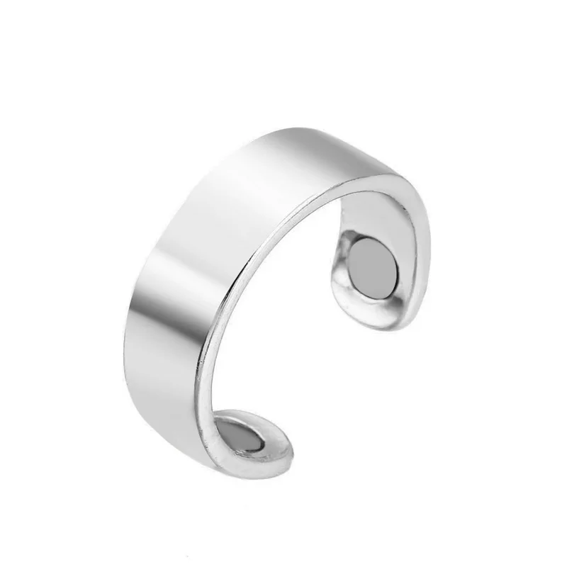 Белые кубические циркониевые регулируемые серебряные кольца для женщин, модные ювелирные изделия, регулируемое черное обручальное кольцо для женщин - Цвет основного камня: Massage-Silver