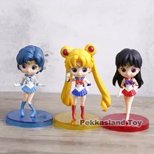 Q posket marinero Luna Tsukino Usagi/marinero mercurio Mizuno Ami/marinero Marte Rei Hino de acción | PVC figuras de acción juguetes 3 unids/set