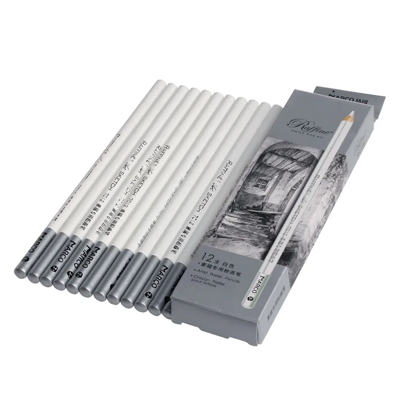 

12pcs White Fine Art Drawing Non-toxic Base Pastel Pencils Set For Artist Sketch