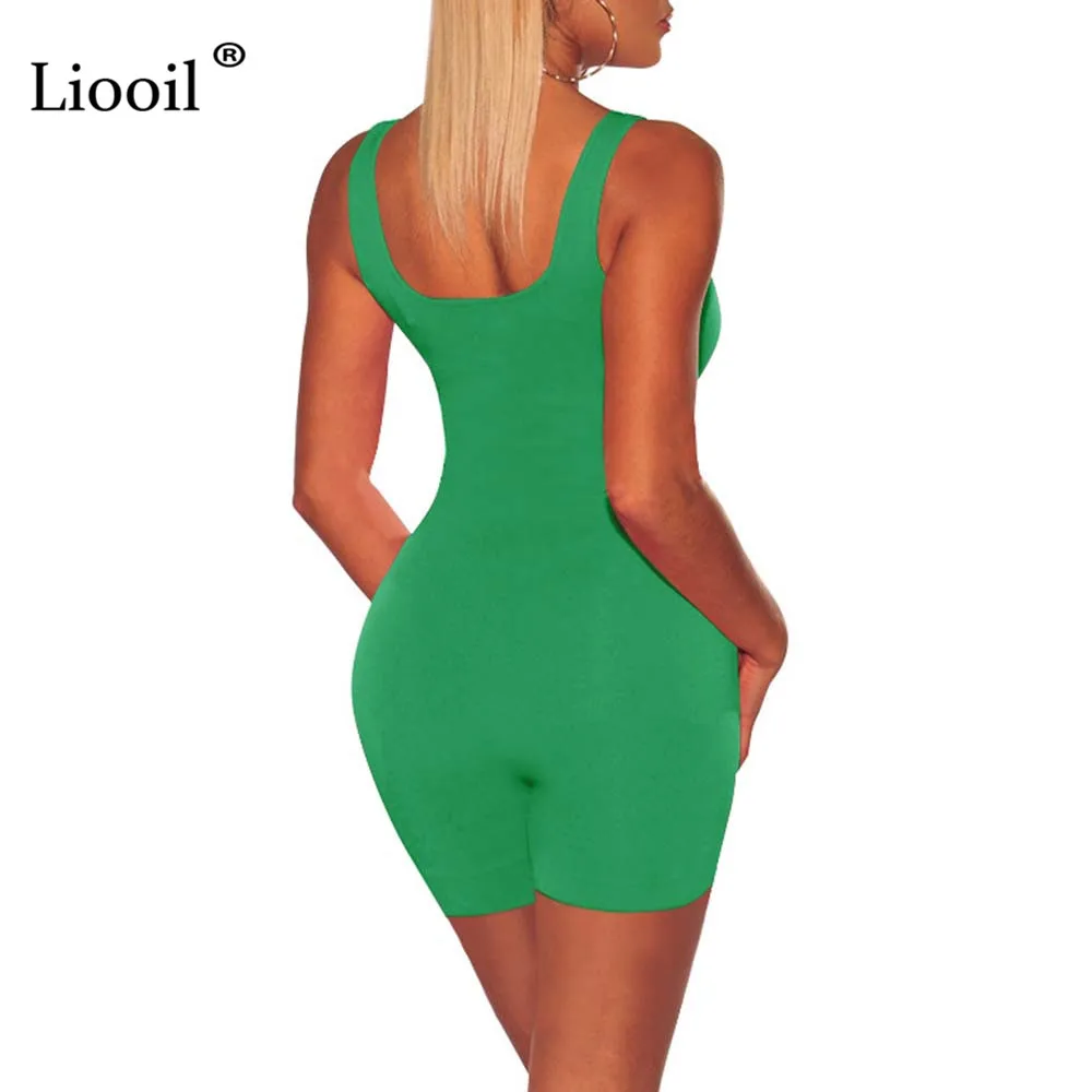 Liooil, сексуальный Облегающий комбинезон, флуоресцентный зеленый комбинезон для женщин,, летние вечерние комбинезоны с открытой спиной, женский комбинезон, Комбинезоны