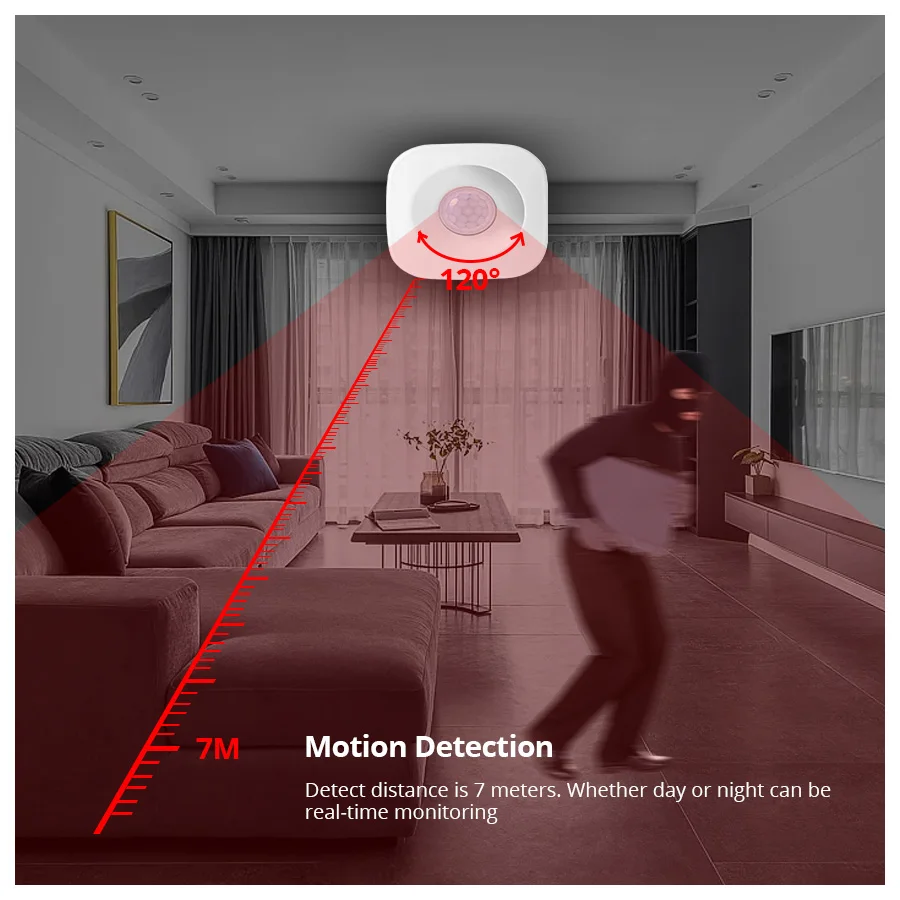 WIFI Wireless PIR Motion Sensor Detector Tuya Smart Life Control Accurate Alarm Security Compatible Alexa Google Home Assistant