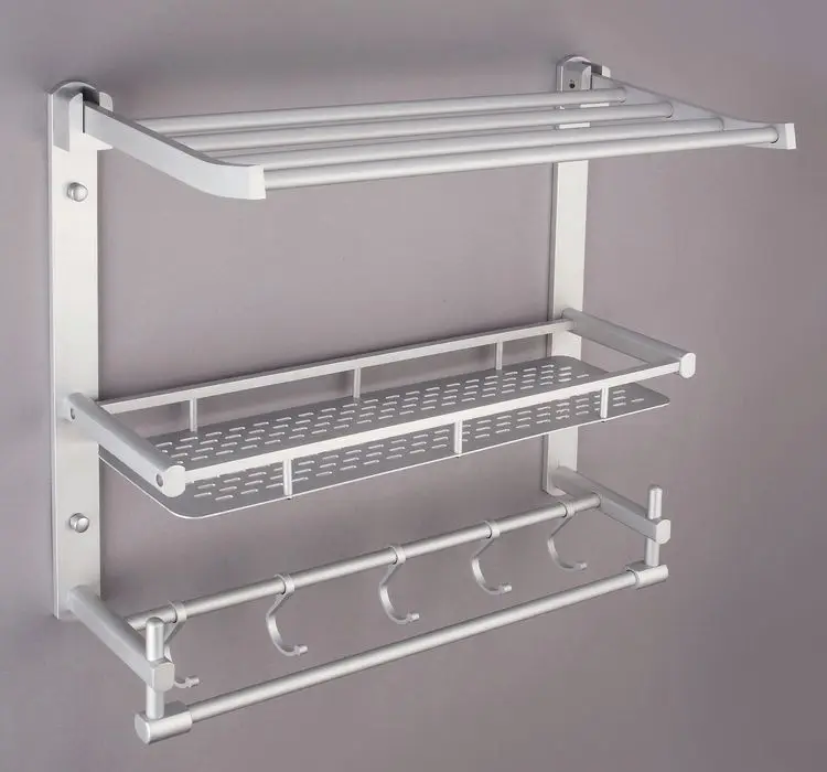 Free shipping 50cm with hook Aluminum towel rack bathroom shelf shampoo