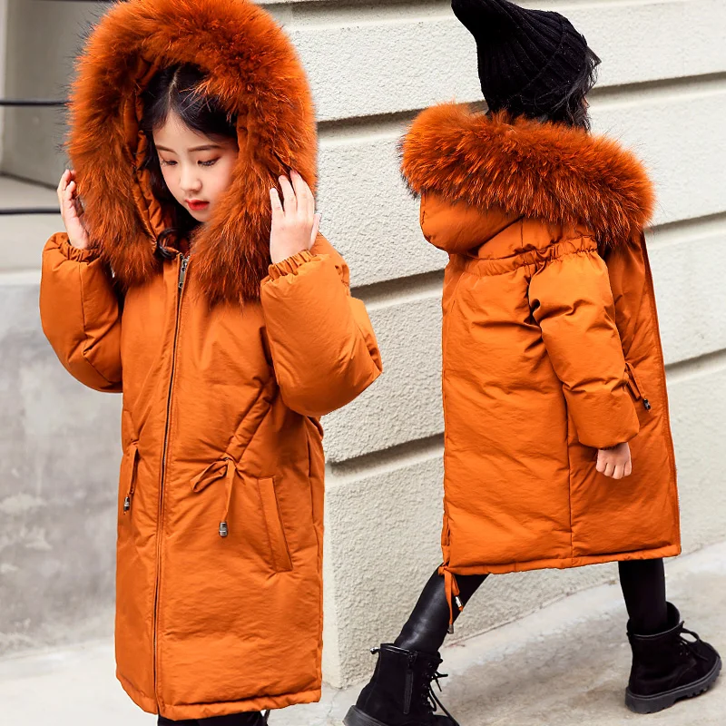 

2018 Fashion Girl winter down Jackets Children Coats warm baby 90% thick duck Down Kids Outerwears for cold -30 degree jacket
