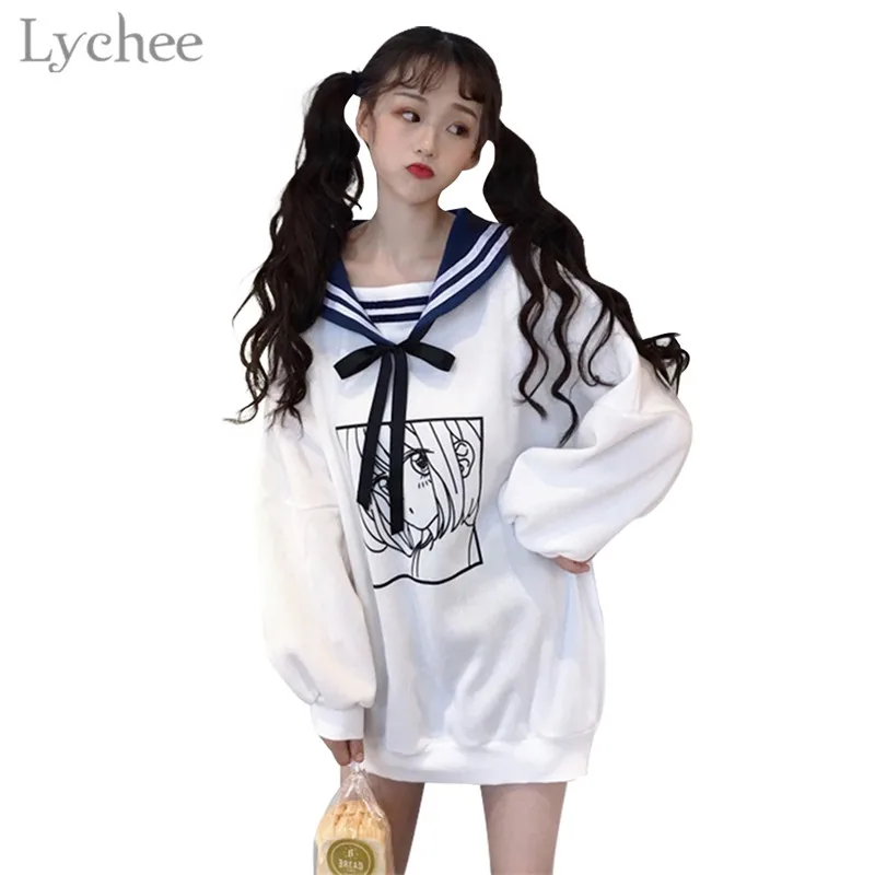 Lychee Harajuku с рисунком персонажа из мультфильма Женская Толстовка со шнуровкой