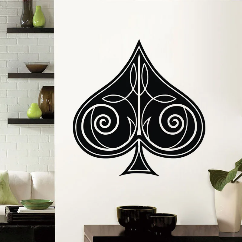 

Creativity Ace Of Spades Wall Stickers Decorative Vinyl Art Murals Home Decor Poker Wall Decals Removable