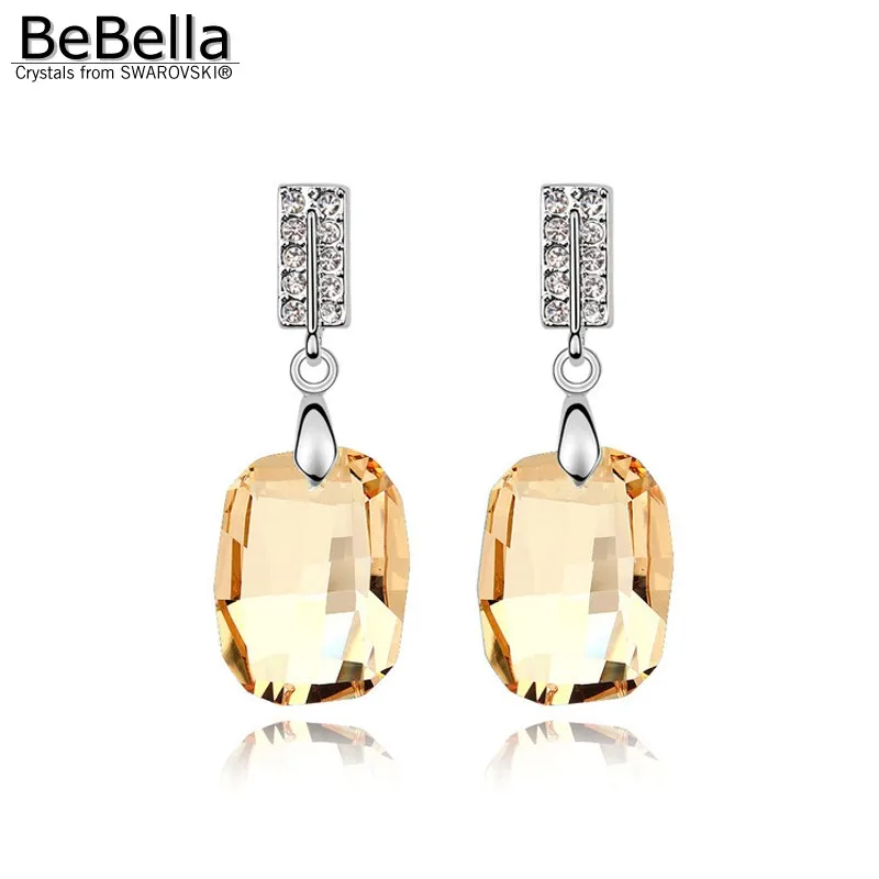 Женские серьги подвески BeBella крупные квадратные висячие с графическим