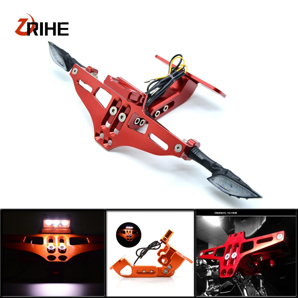 CNC Aluminum Motorcycle Rear License Plate Mount Holder with LED Light for Yamaha XJ6/DIVERSION XJR 1300/Racer XSR 700 900/ABS