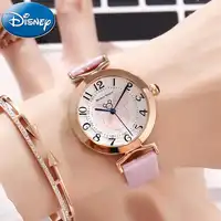 Disney ผู้หญิงสวยคุณภาพ Rhinestone หนังสายนาฬิกาข้อมือแฟชั่น Casual นาฬิกาควอตซ์นาฬิกา Mickey ของขวัญ