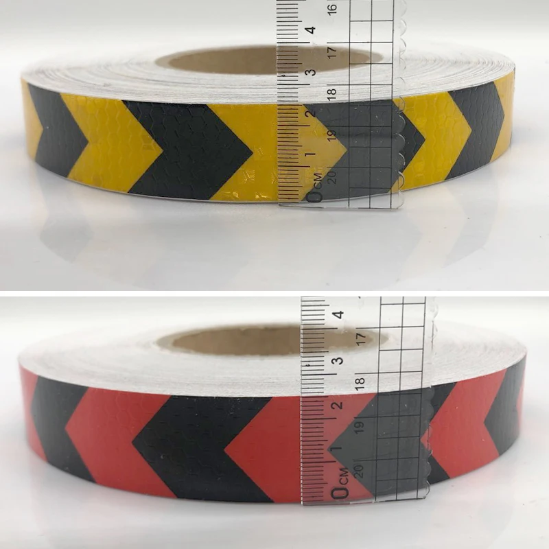 25mmx25m Double Colors Arrow Pattern Mesh Reflective Ribbon Car Sticker Automotive Style Vehicle Truck Motorcycle Warning Tape