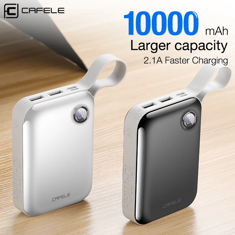 

CAFELE 10000mAh Mini Power Bank Dual Output Micro USB Type C Dual Input with LCD Display Light Charger for iPhone Samsung Xiaomi
