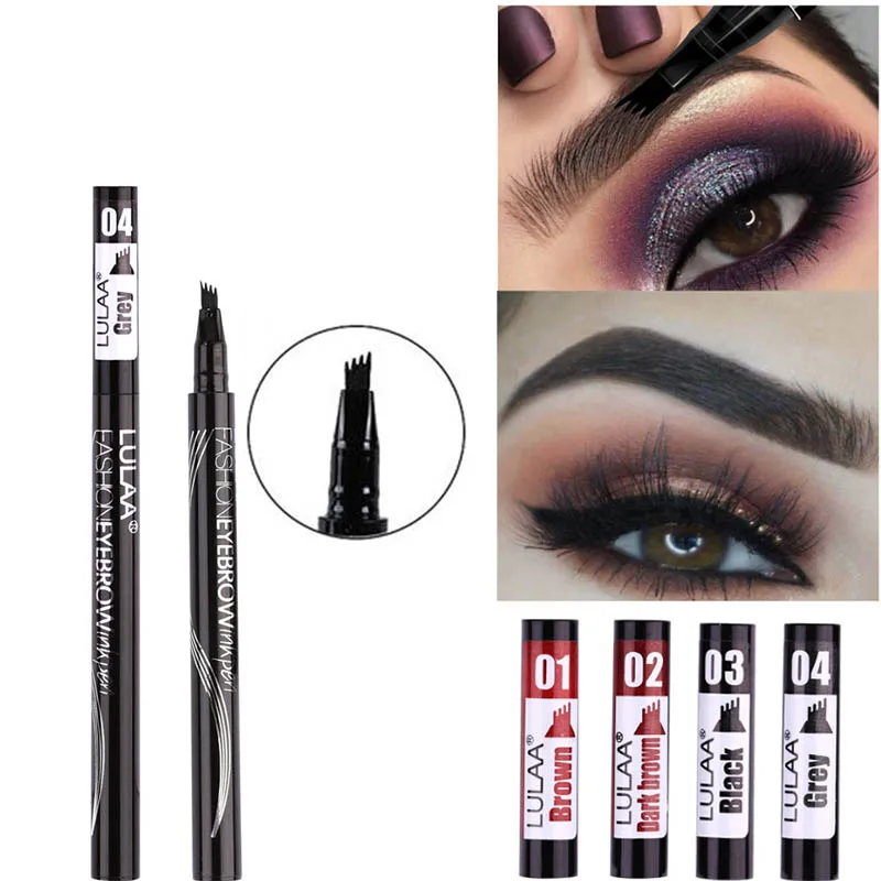 

Waterproof 4 Fork Tip Eyebrow Pen Natural Long Lasting Tattoo Pencil Professional Fine Sketch Eye Brow Pencil