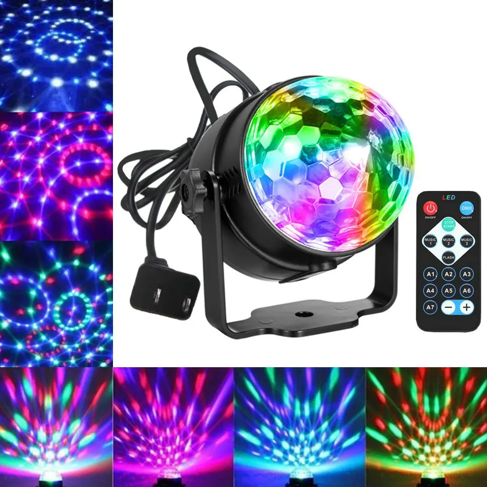 

Remote Control DJ Magic Ball Lumiere 3W Sound Activated Laser Projector RGB Stage Lights Effect Music Xmas KTV Party Disco Lamp