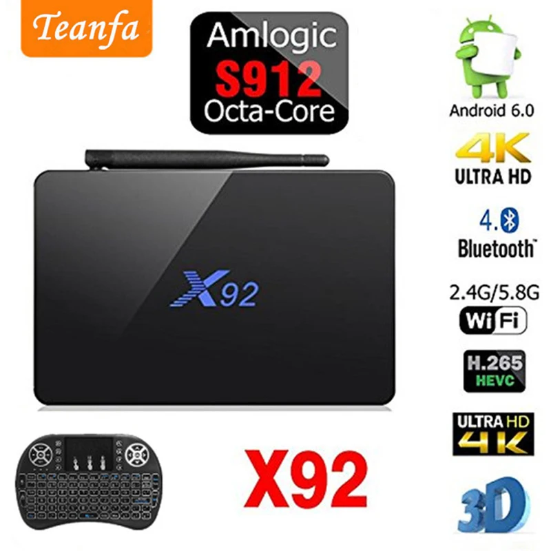 X92 3 ГБ 32 Android 7 1 Smart ТВ коробка 4 К H.265 Amlogic S912 Восьмиядерный Поддержка 2 г 5