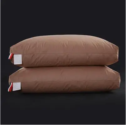 1pcs Brown Мягкая Белая Подушка из гусиного пуха, Подушка для сна, подушка для сна, Подушка для сна, подушка для шейного ореиллера, подушка для сна - Цвет: 1pcs Brown