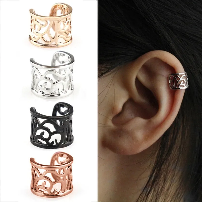 

1pc Vintage Antique Ear Cuff Punk Small Flower Hollow Charm Clip Earrings No piercing-Clip Hollow Out Statement jewelry