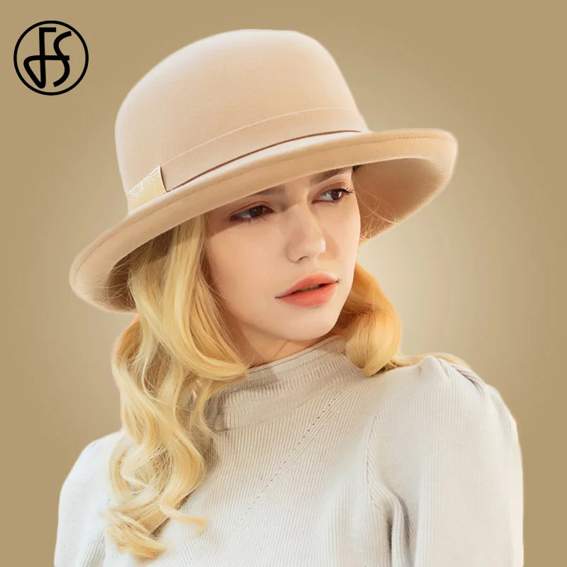 FS женские шерстяные шапки для церковных дам, фетровые винтажные зимние ...