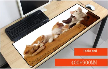 

Yuzuoan Free Shipping 3D Print Large Computer Game Mouse Pad Cat Series 900x400mm Mousepad Grange With Edge Locking for Cat