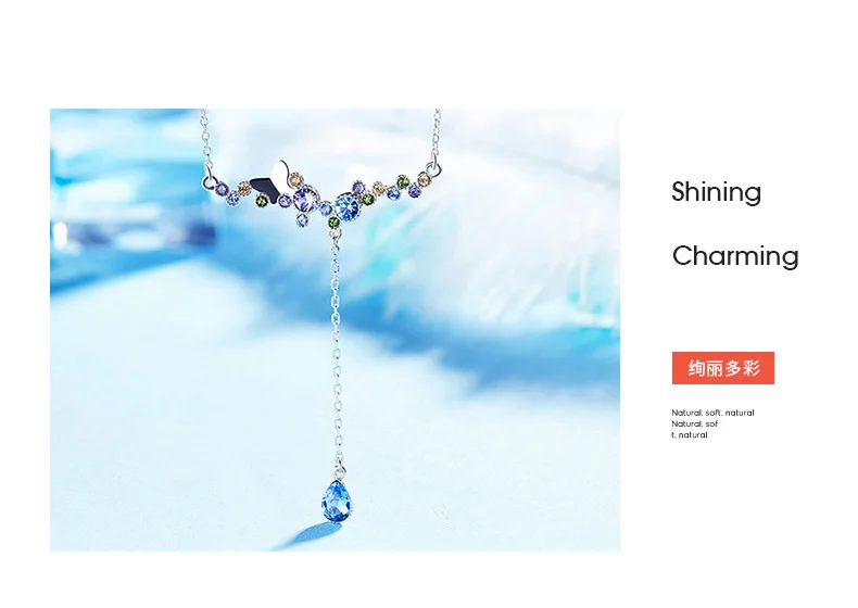 CDE 925 пробы ожерелье украшено кристаллами от Swarovski Геометрическая подвеска ожерелье для девочек цепочка на шею ожерелья
