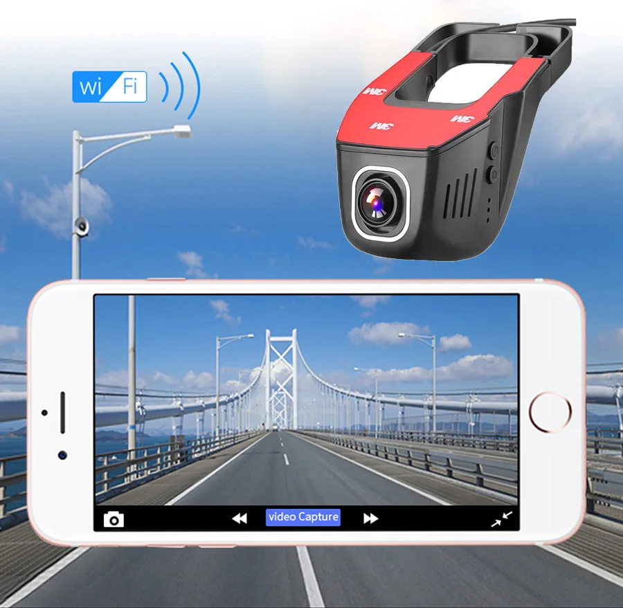 WHEXUNE WiFi Автомобильные видеорегистраторы Full HD 1080P рекордер видеорегистратор Dashcam монитор парковки ночного видения Novatek 96658 видеонаблюдение